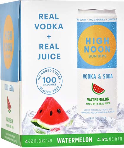 High Noon Watermelon Vodka Soda 4pk