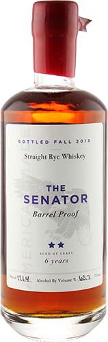 The Senator Barrel Proof 6 Year Old Straight Rye Whiskey