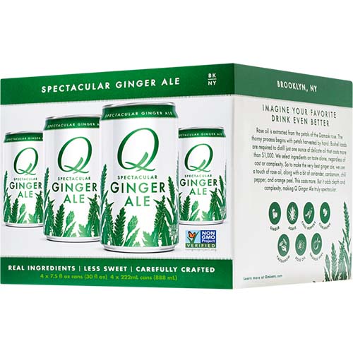 Q Drinks Club Soda Ginger Ale 4pk Can