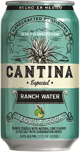 Cantina Ranch Water Tequila Cocktail 4pk Cans
