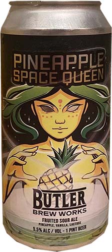 Butler Brew Works Pineapple Space Queen Sour 4 Pack 16 Oz Cans