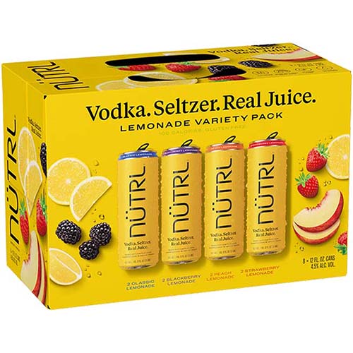 Nutrl Lemon Variety Vodka Soda 8pk C 12oz