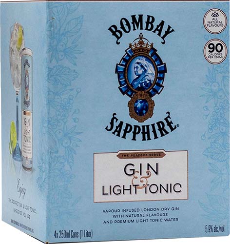 Bombay Sapphire Gin & Light Tonic 4pk 250ml