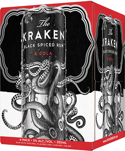 Kraken Black Spiced Rum & Cola 4pk Can