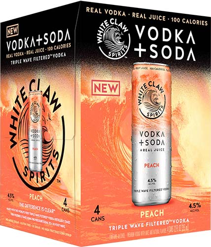 White Claw Vodka + Soda Peach 4pk C 12oz