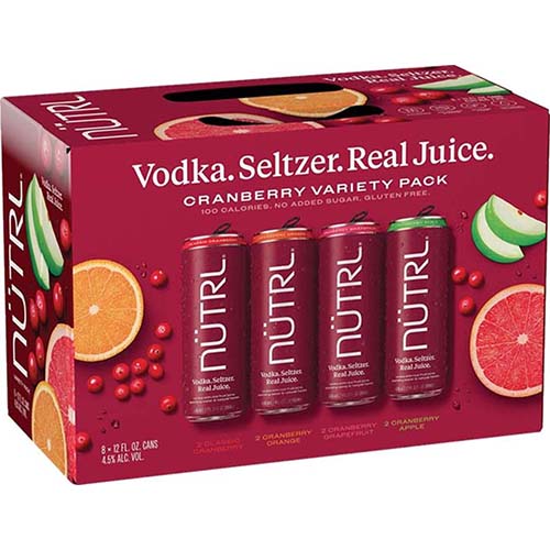 Nutrl Vodka Seltzer Cranberry Variety 8 Pk Cans