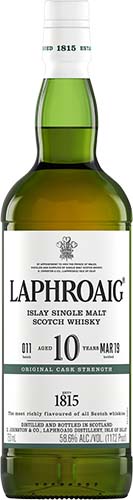 Laphroaig 10 Year Old Cask Strength Islay Single Malt Scotch Whiskey