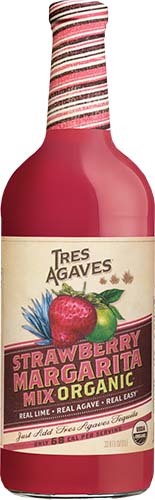 Tres Agaves Strawberry Margarita Organix Mix 1ltr