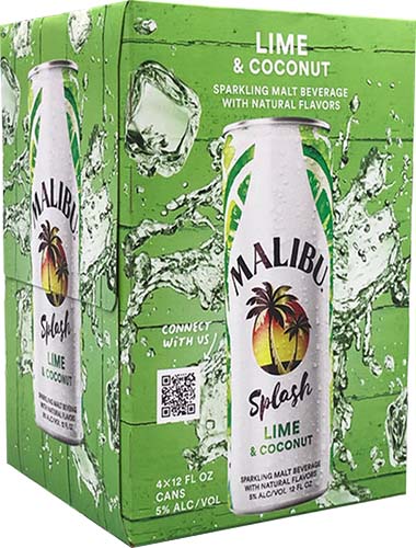 Malibu Splash Pinapple Coconut 4pk Cn