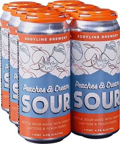 Eddyline Peaches & Cream Sour 6pk 16oz Cans