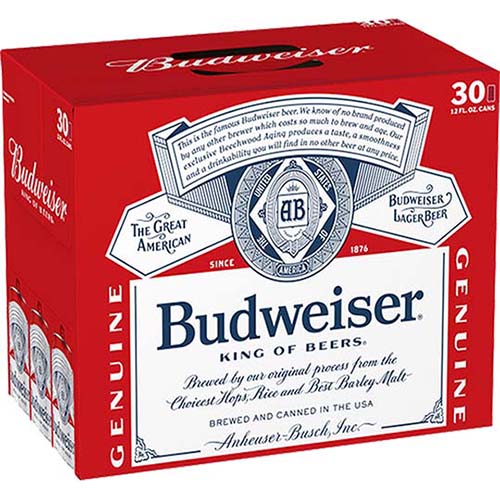 Budweiser 30pk 12 Oz Cans