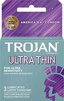 Trojan Condoms:ultra Thin Premium Lubricant 3.00 Ct