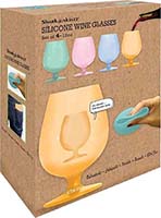 Shark Skinzz Silicone Stemmed Wine Cups 12oz 4 Pack Assorted Pastels