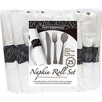 Party Ess Napkin Rolls W/cutlery 25ct Bag