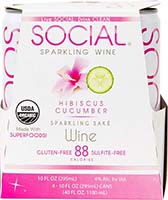 Social Hibiscus Cucumber Rose Sparkling Sake-4pk Cn
