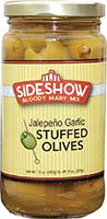 Sideshow Bloody Mary Jalepeno Garlic Peel Stuffed Olives  12 Oz