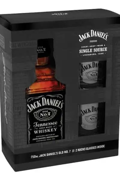 Jack Daniels Tennessee Whiskey Gift Set With 2 Rocks Glasses 750ml