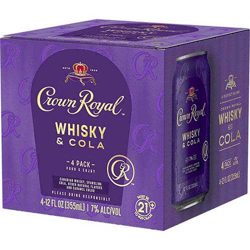 Crown Royal Rtd Whiskey & Cola 4pk Cn