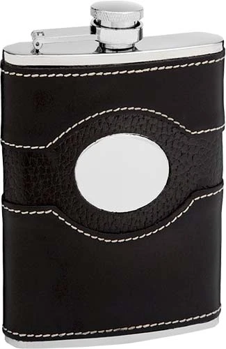 Flask 6oz Black Leather Tru