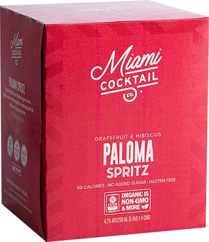 Miami Rtd Organic Paloma Spritz 4pk Cans