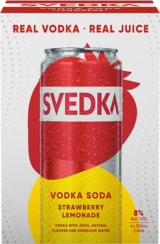 Svedka Rtd Strawberry Lemonade Vodka Soda 4pk