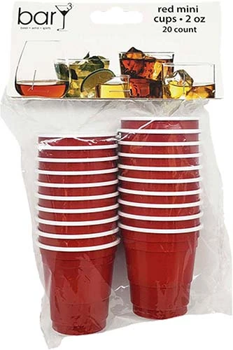 Bary3 Red Mini Cups- 2 Ounce- 20pk