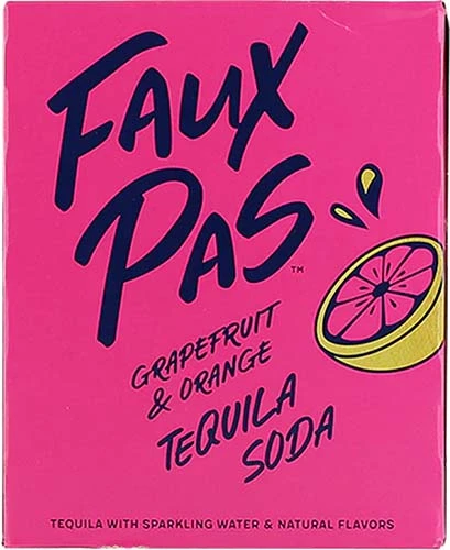 Faux Pas Grapefruit & Orange Teq Soda 4pk