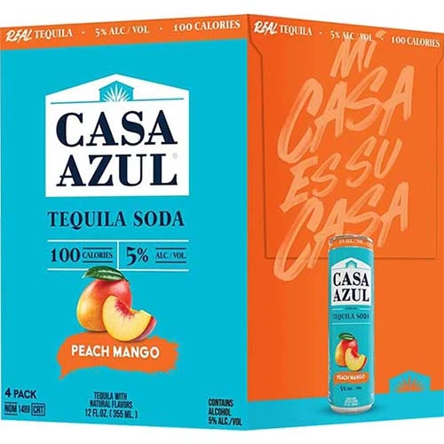 Casa Azul Peach Mango Tequila Soda 4pk