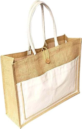 Gift Bag Jute Natural Two Tone