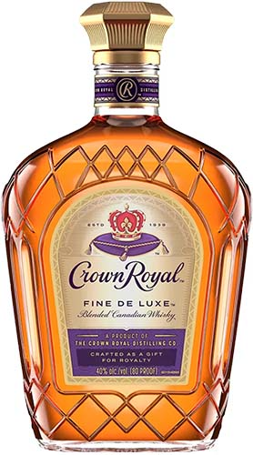 Crown Royal Fine De Luxe Blended Canadian Whisky, 750 Ml Bottle With 8oz Leather Wrapped Flask