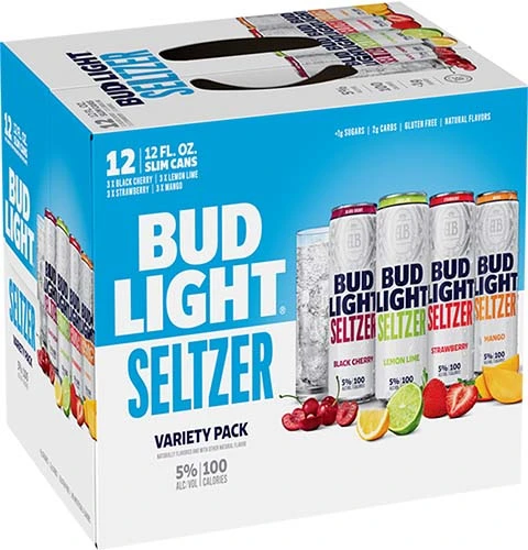 Bud Light Black Cherry, Lemon Lime, Strawberry & Mango Seltzer Variety Pack Lemon Lime Can