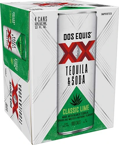 Dos Equis Rtd Classic Lime Tequila & Soda 4pk Cn