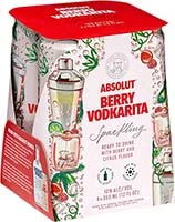 Absolut Berry Vodkarita Rtd 4pk Can