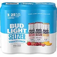 Bud Light Seltzer Strawberry, Black Cherry & Mango Seltzer Variety Pack, 3 Pack 25 Fl. Oz. Cans