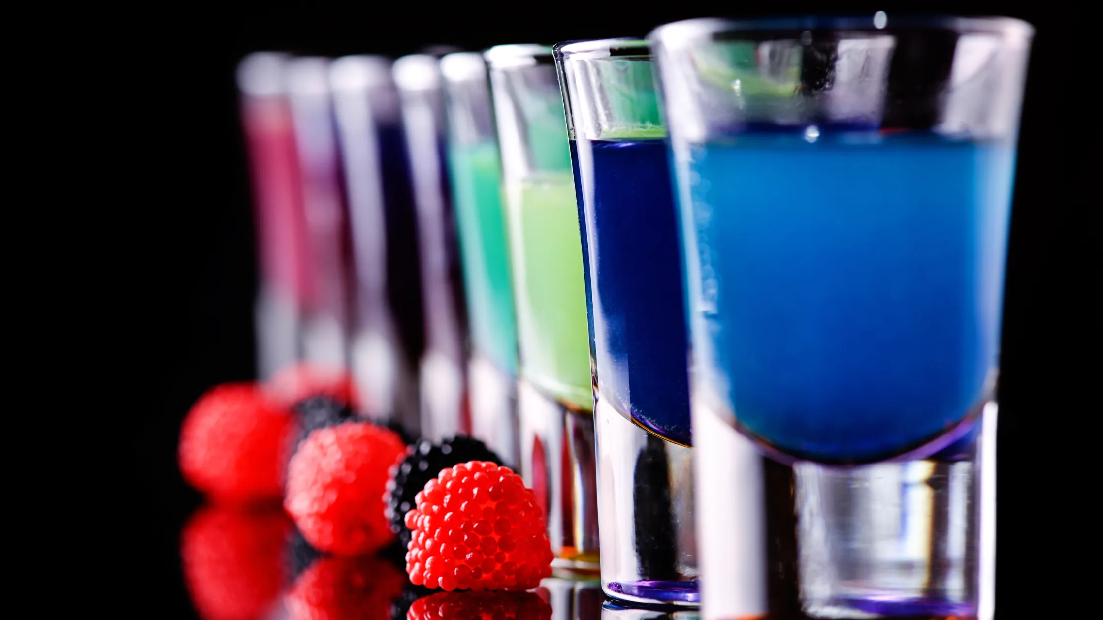 A colorful array of flavored vodka